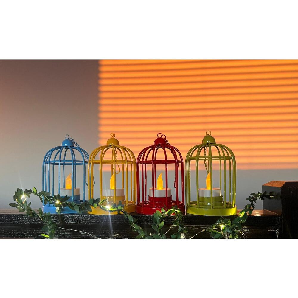 Multi-colored Hanging lantern- Blue, Green, Red, Yellow | Set of 4